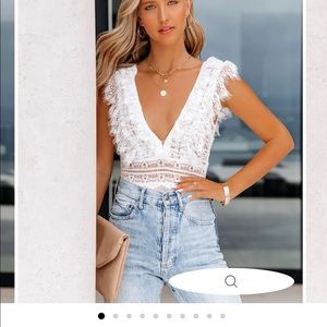 White lace sheer bodysuit